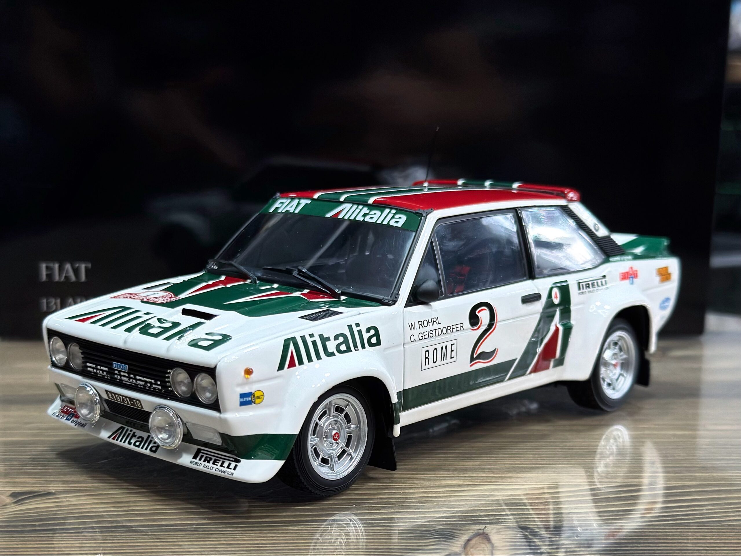08376G Kyosho Fiat 131 Abart 1976 Roehrl/Geistdorfer Rally Monte Carlo #2 1:18