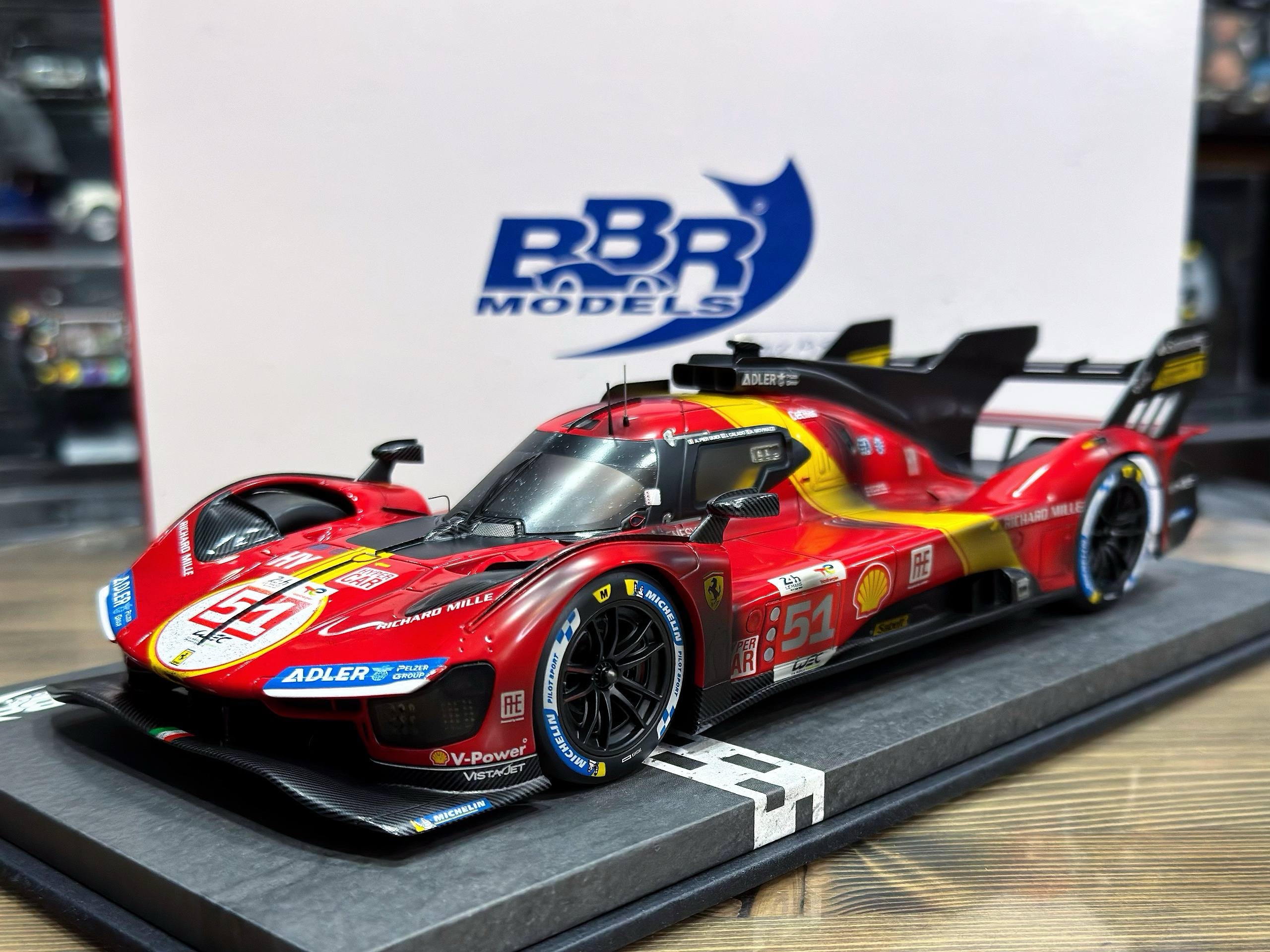 P18235DIRTY BBR Models Ferrari 499P Winner Le Mans 2023 car no.51 End Race Red 1:18