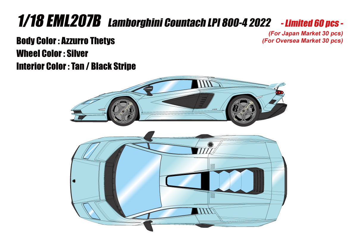 EML207B Make Up Lamborghini Countach LPI 800-4 2022 Azzurro Thetys 1:18