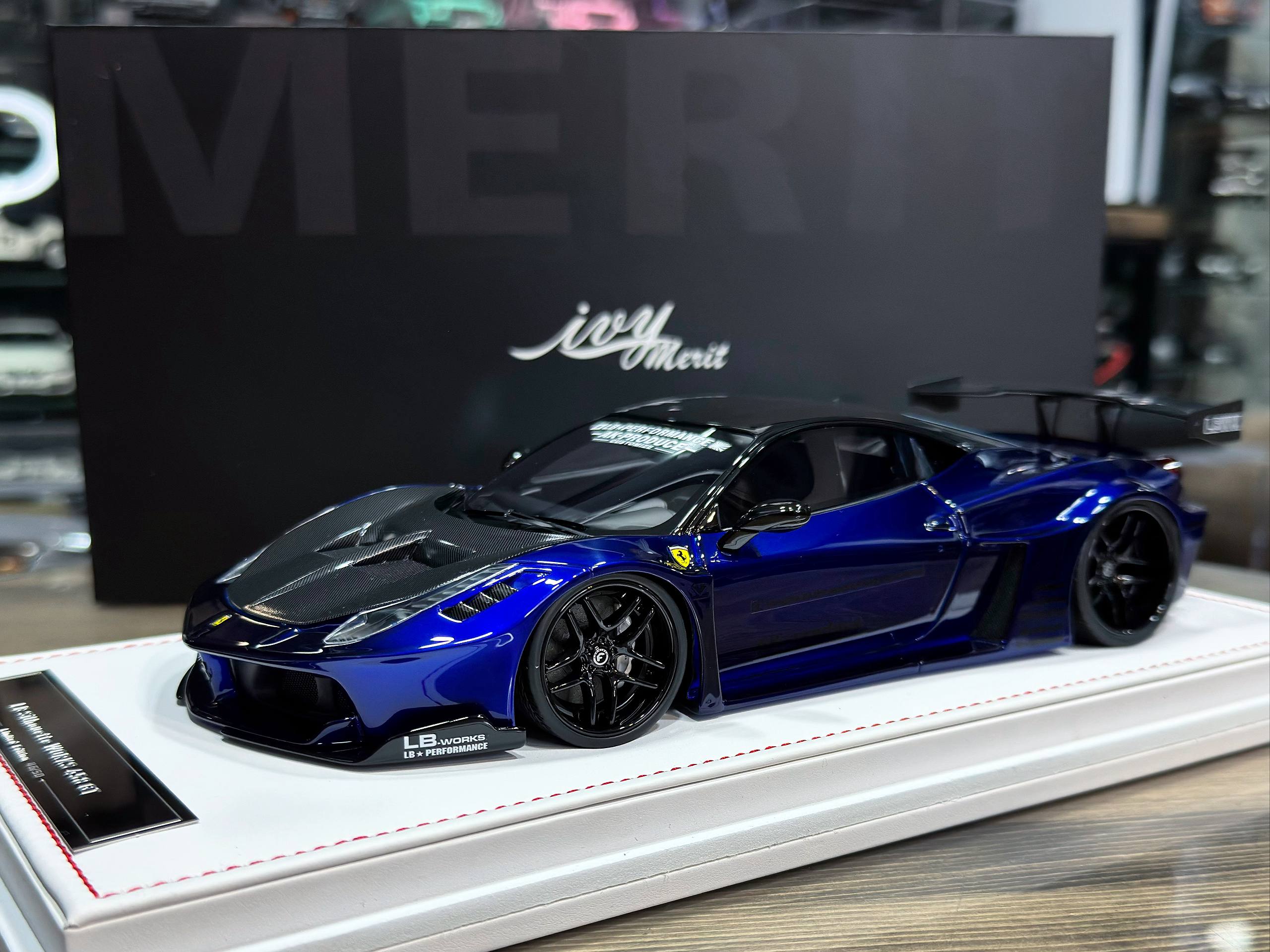 AB327 IVY Merit LB Silhouette Works Ferrari 458 GT Deep Blue 1:18